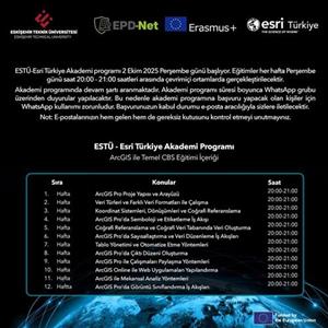 ESTÜ - Esri AKademi Programı 2025-2026 Güz Dönemi Başvuruları Başladı