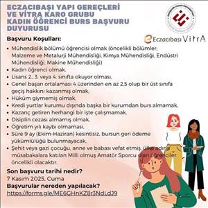 ECZACIBAŞI YAPI GEREÇLERİ VE VİTRA KARO GRUBU KADIN ÖĞRENCİ BURS BAŞVURU DUYURU!